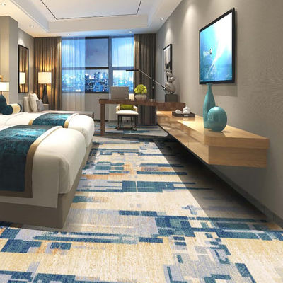 Piso de quarto de hotel de algodão de nylon tufted impresso sob medida com retardador de fogo