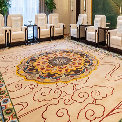 Hotel Lobby Hall Madeira de lã acrílica de seda viscosa Tapete de sala de estar com escultura