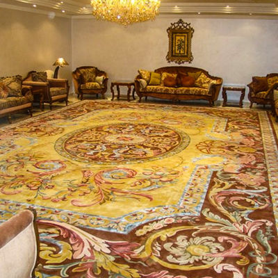 Hotel Lobby Hall Madeira de lã acrílica de seda viscosa Tapete de sala de estar com escultura