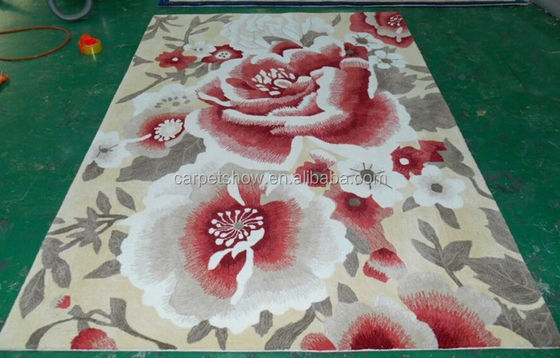 Tapete oriental feito à mão de lã tufted em pilha de loop com design e cor personalizáveis