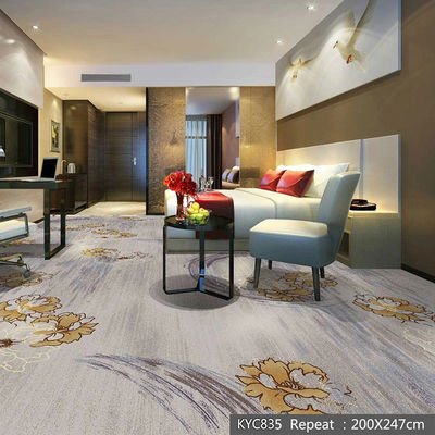 Design floral retangular de lã tufted material de PP Nylon tapete impresso para área de lobby