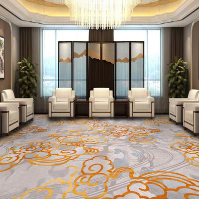 Tapete com Jute Tapis Gold Blue Nylon Impresso Incendio Sala de Banquete Hotel