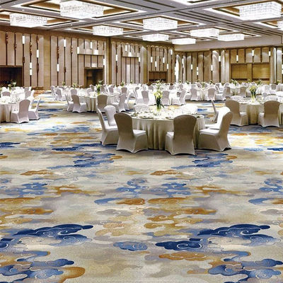 Tapete com Jute Tapis Gold Blue Nylon Impresso Incendio Sala de Banquete Hotel