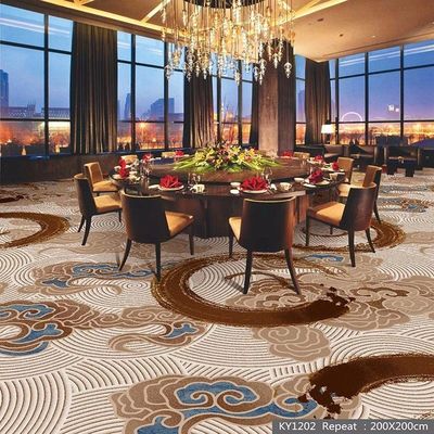 Tapete com Jute Tapis Gold Blue Nylon Impresso Incendio Sala de Banquete Hotel