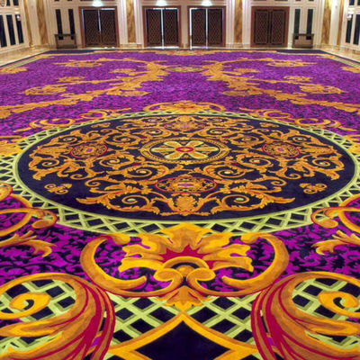 Modelo Abstract Tapete dourado roxo do Axminster Casino Feito de 80% de lã e 20% de nylon