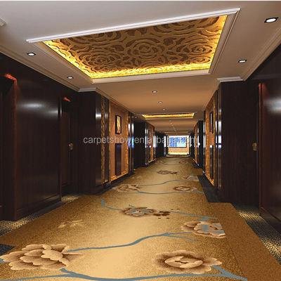 Material de Nylon de lã de tapete de design floral Jacquard personalizado para o corredor do hotel de 5 estrelas