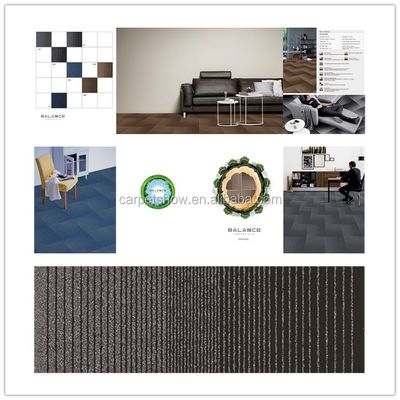 6 Cores Máquina Tufted Loop Pile Nylon Carpet Tile insonorizado com padrão abstrato
