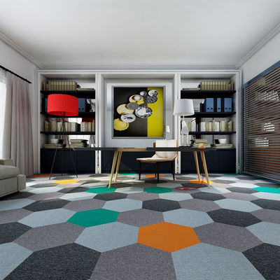 550 g/m2 Peso de pilha Escritório Hexágono Forma de Nylon Decorativo Carpet Tiles para piso