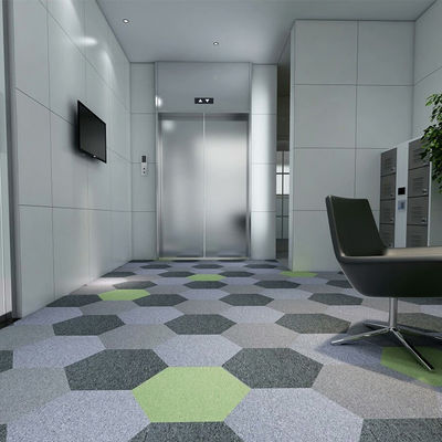 550 g/m2 Peso de pilha Escritório Hexágono Forma de Nylon Decorativo Carpet Tiles para piso