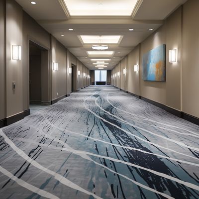 Tapete antiderrapante do hotel Axminster com tratamento ignífugo e padrão abstrato