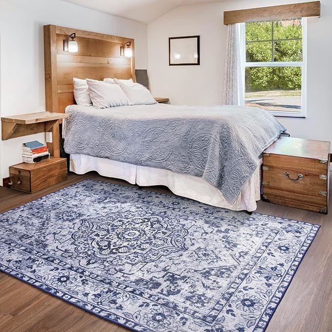 Tapete de design oriental de toque manual para quarto cozinha sala de estar alfombra antiderrapante