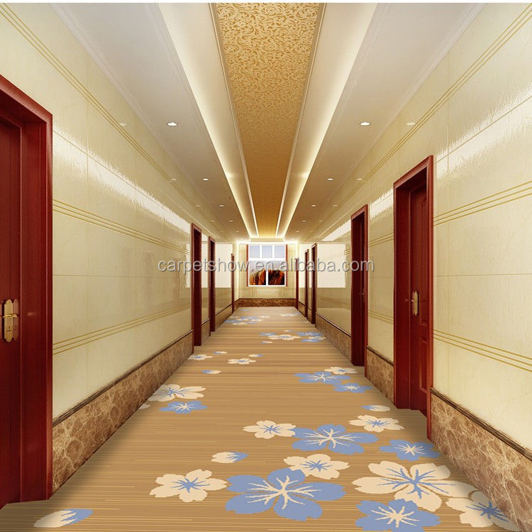 Material de Nylon de lã de tapete de design floral Jacquard personalizado para o corredor do hotel de 5 estrelas