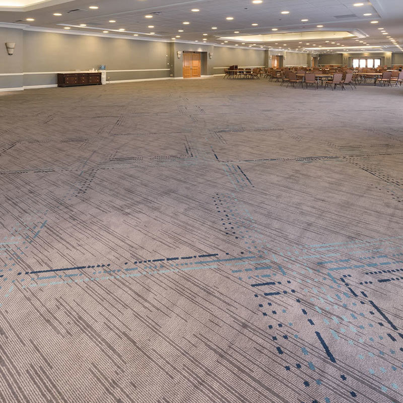 Tapete de nylon de 2m x 4m com riscas azuis à prova de fogo para corredor do hotel